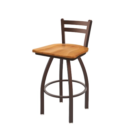 Holland Bar Stool Co 25" Low Back Swivel Counter Stool, Bronze Finish, Med Maple Seat 41125BZMedMpl